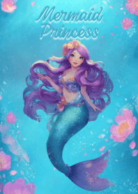 Purple Hair Mermaid Water Flower