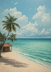 Summer beach, white clouds nfzny3