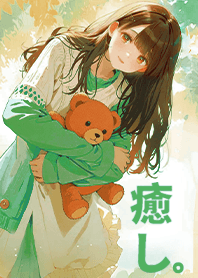 治癒系美少女-森林系女孩與小熊1.4 綠色