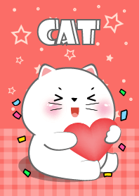 White Cat Love Red Color Theme
