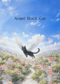 Angel Black Cat02 on blue