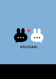 Pair Rabbet&Heart /  Blue Gray & Black