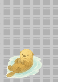 Cute sea otter on white