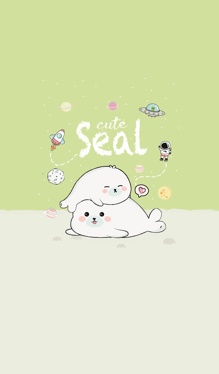 Seal Cute On Space. (Green)