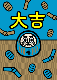 Daruma Daikichi /Light Blue x Gold