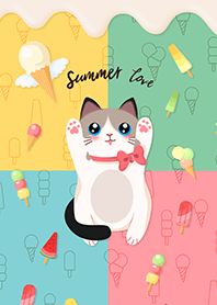 Amor de verão, gato e sorvete