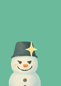 Expressive snowman4 on blue green