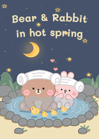 Bear & Rabbit in hot spring!