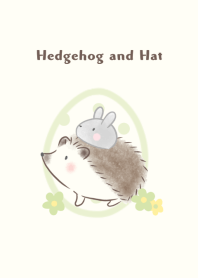 Hedgehog and Hat -gray rabbit- green