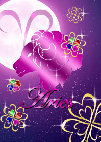 Aries four Leaf Clover Moon purple