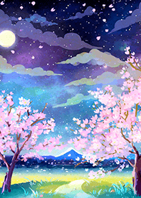 Beautiful night cherry blossoms#2935