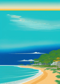 夏日海邊白雲沙灘 bd1635