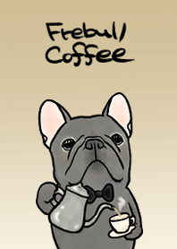 French bulldog and coffee