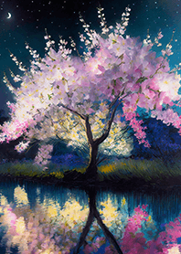 Beautiful night cherry blossoms#142