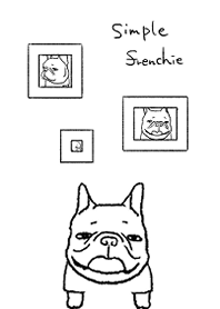 simple french bulldog with bad eyes.