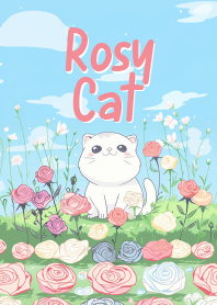 cute cat in rose flower farm_6