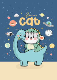 Cat Dinosaur Space Navy