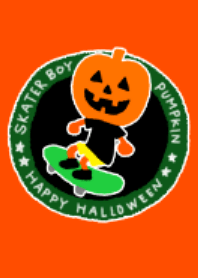 Halloween pumpkin skater boy