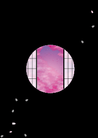 丸い窓と桜
