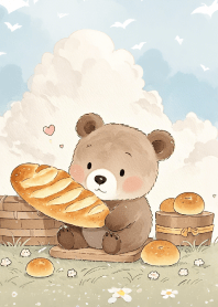 Cute little bear and his bread