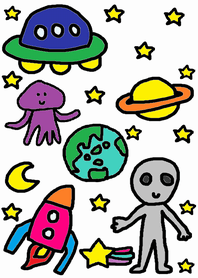 ufo and alien(white)