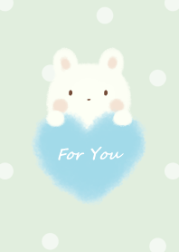 もこもこハート -うさぎ- グリーン ドット2