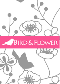 นกและดอกไม้/สีชมพู 17.v2