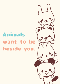 สัตว์ 4 ตัว 048 (สีเบจ×สีมิ้นต์)