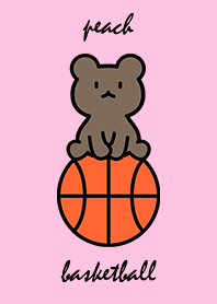 バスケットボールとお座り小熊　ピーチ