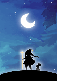 Starry Mina witch & rabbit (Navy blue)