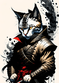 Ink wash cat samurai Da84c1