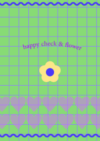 HAPPY CHECK&FLOWER green&purple