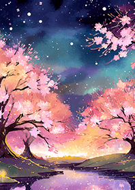 Beautiful night cherry blossoms#2195