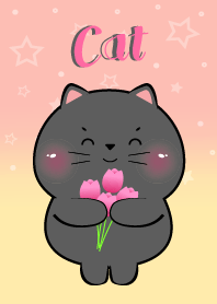 Little Black Cat In Pastel Theme