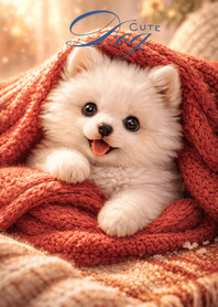 Cozy White Fluffy Puppy