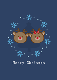 麋鹿情侶的可愛聖誕節！(深藍色)
