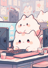 認真辦公的貓咪