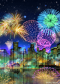 Night view & vivid fireworks from Japan
