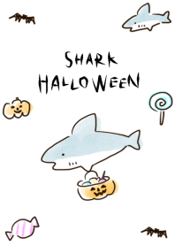 simple shark Halloween white gray.