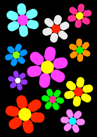 Colorful Flower [ Black ] Ver.3