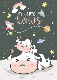 Cows cute. midnight green galaxy.