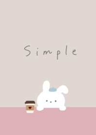 シンプルうさぎ×カフェ・くすみピンク