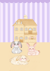 Cute Bunny & Sweet House (Purple)