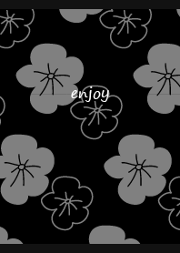 ラフなお花 黒色