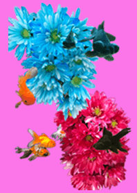 金魚と花