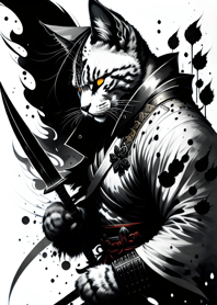 Ink wash cat samurai 98eB7c