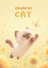 Pretty siamese cat In Sun Flower