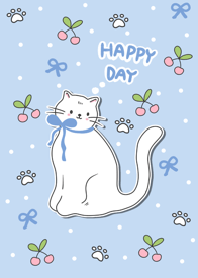 Cat happy day blue cute pastel