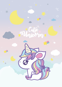 Unicorn Love Moon Sky Kawaii