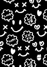 HAPPY LOVE XOXO smile -Black-joc